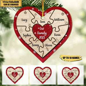 Our Family Puzzle Piece Heart-Personalized Ornament