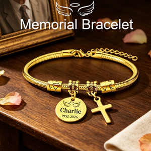 Always In My Heart, Personalized Cross Charm Memorial Bracelet