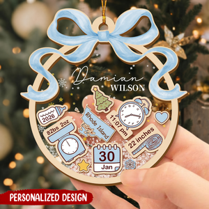 Personalized Baby's First Christmas Coquette Bow Ornament