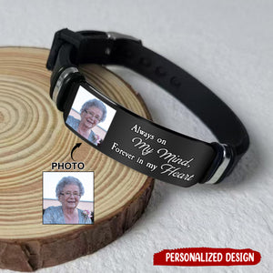 Always On My Mind,Forever In My Heart-Personalized Memorial Bracelet Upload Photo