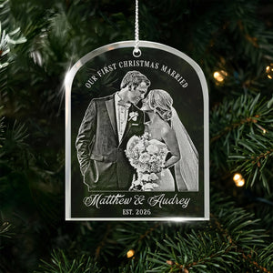 Our First Christmas As Mr. & Mrs. – Personalized Photo Ornament For Newlyweds