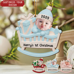 Baby In A Cradle, Custom Christmas Ornament For New Parents