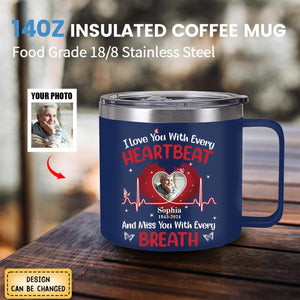 Memorial Upload Photo Personalized Custom 14oz Stainless Steel Tumbler With Handle