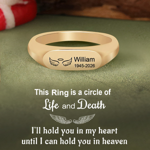 In Loving Memory Personalized Angel Wings Ring-Custom Unisex Memorial Ring