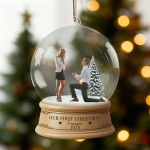First Christmas Married Ornament - Custom Photo Snow Globe Keepsake