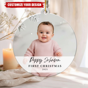 Personalized Baby First Christmas Ornament, Custom Photo Bauble