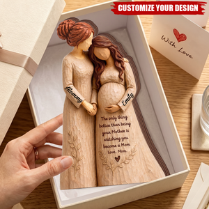 Personalized Mother Daughter Pregnancy Wooden Plaque,Pregnancy Mom Gift