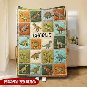 Personalized Multi Dinosaur Printed Blanket For Kids’ Room Or Nursery