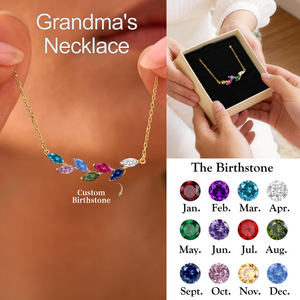 Personalized Family Necklace with Birthstones, Gift For Grandma Mom