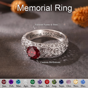 Always In My Heart, Personalized Memorial Ring With Birthstone