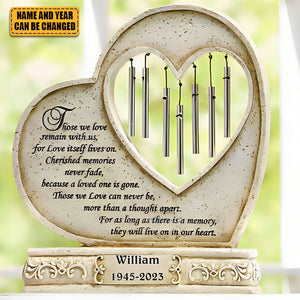 They'll Live On In Our Hearts Memorial Chime-Personalized Stone With Wind Chimes