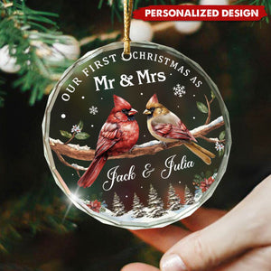 First Christmas As Mr And Mrs – Personalized Couple Glass Ornament