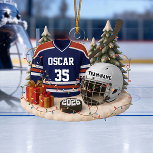 Personalized Hockey Ornament 2026 Custom Jersey, Helmet & Team Keepsake