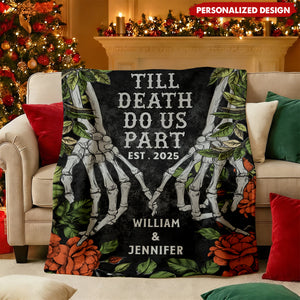 Till Death Do Us Apart - Personalized Skull Couple Blanket
