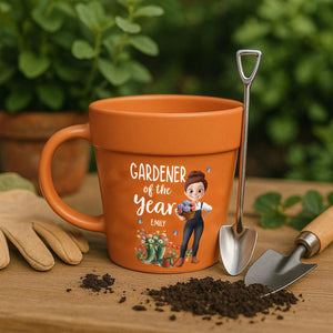 Custom Plant Pot Ceramic Mug, Garden Gifts For Gardeners