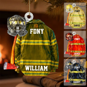 Personalized Firefighter Helmet Uniform Christmas Ornament