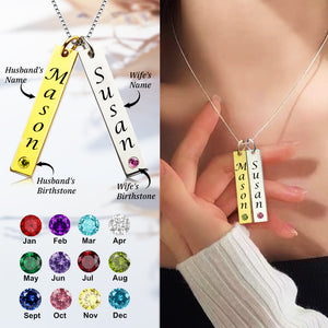 Personalized Couple Promise Birthstone Necklace