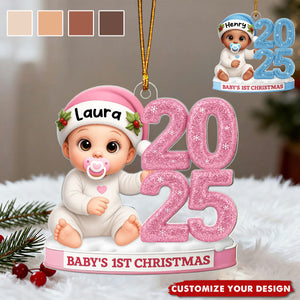 3D Glitter Effect Baby 1st Christmas - Personalized Acrylic Ornament