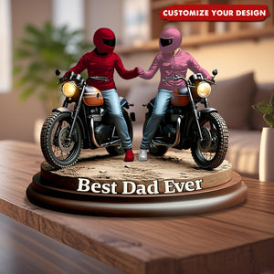 Old Biker Dad - Personalized Biker Custom Shaped Acrylic Plaque
