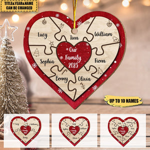 Our Family Puzzle Piece Heart-Personalized Ornament