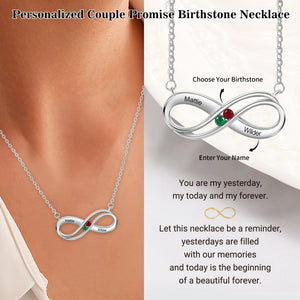 Personalized Infinity Necklace with Birthstones, Couple Promise Necklace