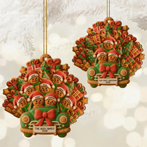Personalized Christmas Family Ornament With Gingerbread In The Van