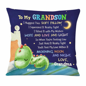 Personalized Gift For Grandson Sleeping Dino "To my Grandson" Pillow