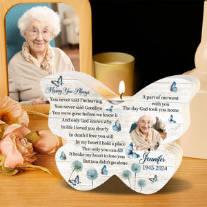 Personalized Butterfly Memorial Wooden Candle Holder With Photo & Name & Date