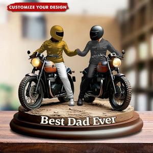 Old Biker Dad - Personalized Biker Custom Shaped Acrylic Plaque