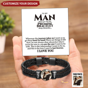 To My Man - Personalized Men's Leather Braided Bracelet
