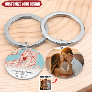 Where It All Began Personalized Circle Aluminum Keychain - Gift For Husband Wife, Anniversary