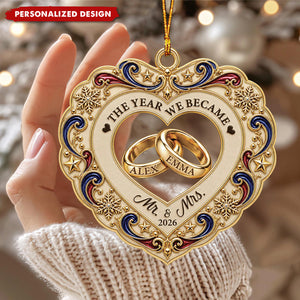 "The Year We Became Mr & Mrs" Personalized Acrylic Ornament - Custom Couples First Christmas Keepsake