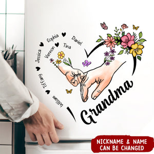 Gift for Grandma Flower Heart Personalized Sticker