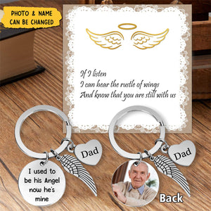 I Used To Be His Angel Now He Is Mine Personalized Stainless Steel Keychain