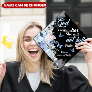 God Is Within Her She Will Not Fall | Personalized Graduation Cap Topper, Class Of 2025