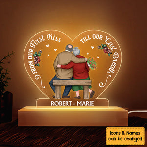 Gift For Senior Couple From Our First Kiss Till Our Final Breath Plaque LED Lamp Night Light