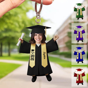 Personalized Graduate Keychian With Photo, Custom Face Graduation Bauble