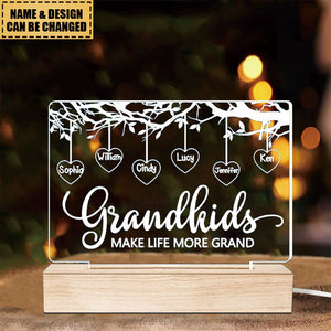 Grandkids Make Life More Grand - Family Personalized Custom Rectangle Shaped 3D LED Light