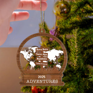Personalized Traveling Christmas Wooden Ornament