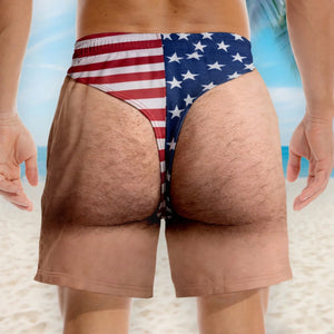 Freedom And Chill Custom Funny Patriotic Men Swim Trunks, Summer Vacation Travel Gift