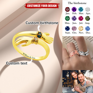 Personalized Birthstone Hug Ring, Gift For Couple
