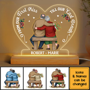 Gift For Senior Couple From Our First Kiss Till Our Final Breath Plaque LED Lamp Night Light