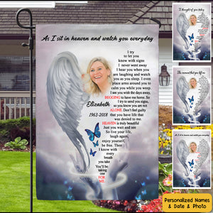 Angel Wings of Mother Upload Photo As I Sit In Heaven Personalized Flag