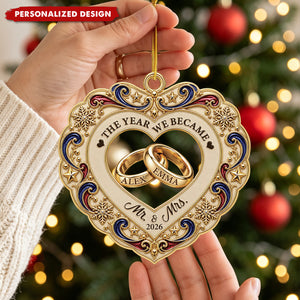 "The Year We Became Mr & Mrs" Personalized Acrylic Ornament - Custom Couples First Christmas Keepsake
