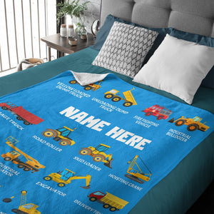 Personalized Construction Baby Blanket - Boys Gift