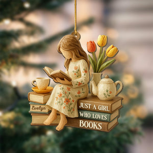 Personalized Just A Girl Who Loves Books Ornament, Gift For Book Lover