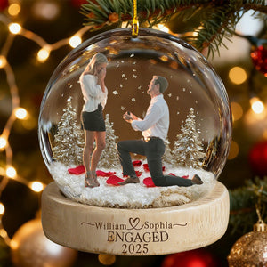 Personalized Photo Engagement Acrylic Ornament, Newlywed Couple Gift