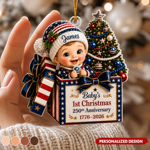 Personalized Baby Present Christmas Ornament, America 250th Anniversary New Baby Gift