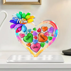 Colorful Sunflower Grandma Mom Kid Personalized Acrylic Plaque