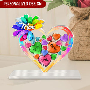 Colorful Sunflower Grandma Mom Kid Personalized Acrylic Plaque